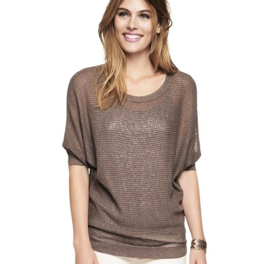 ✨ HP✨Express Mesh Dolman Open Stitch Knit Brown Sweater✨